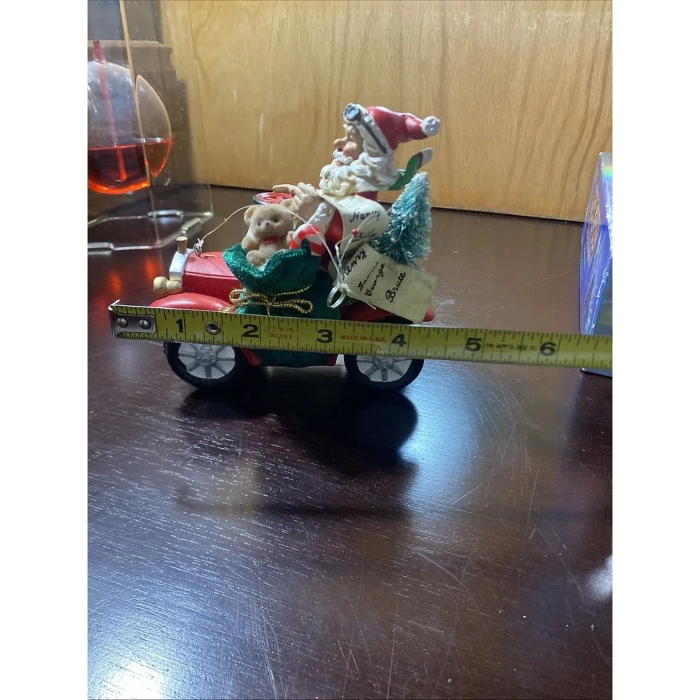 Santa Driving Old Red‎ Car Christmas Tree Ornament Retro Auto Bag Toys List
